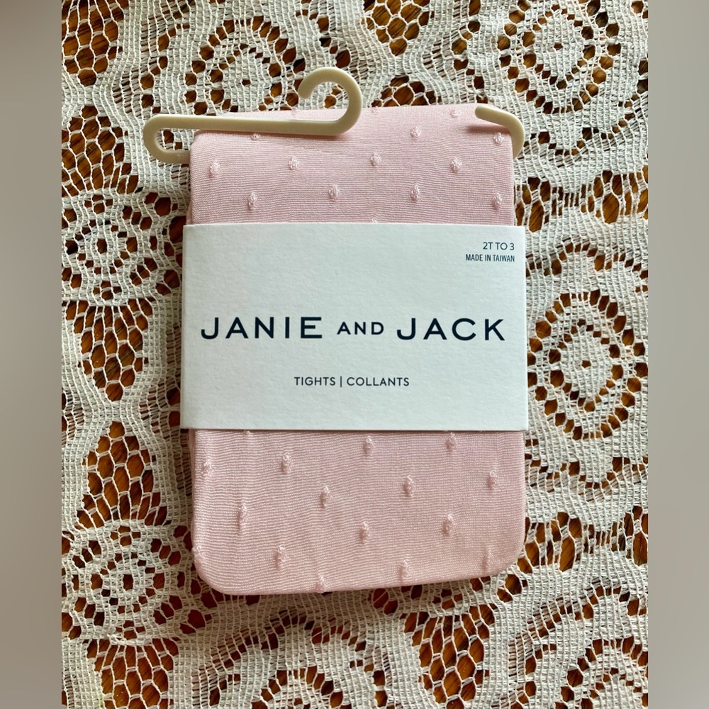Janie And Jack Toddler Girl Pink Poka Dot Texture Tights Size 2T-3T
